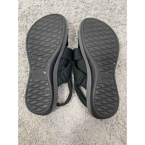 Clarks Cloud Steppers Sandals Womens 8M Arla Meg Strappy Black Open Toe Comfort - Picture 5 of 6